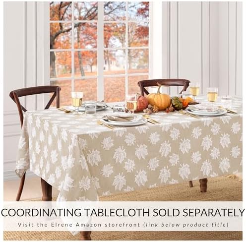 Falling Leaves Jacquard Napkins, Set of 8, Taupe - 17" W x 17" L - Image 4