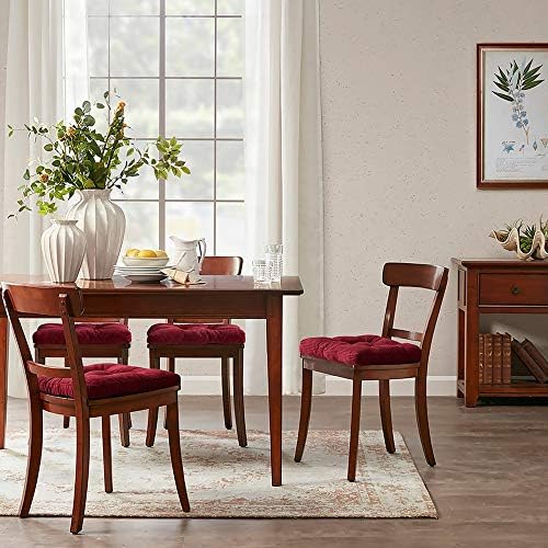 Sweet Home Collection Chair Cushion Crushed Memory Foam Pads Premium Slip Non Skid Microdot Rubber Back Tufted 16" x 16" x 3.25" Thick Seat Cover, 6 Pack, Burgundy Red - Image 5