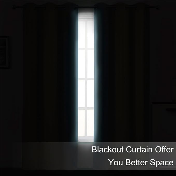 LEMOMO Blackout Curtains 66 x 95 inch/Stone Blue Curtains Set of 2 Panels/Thermal Insulated Room Darkening Bedroom Curtains