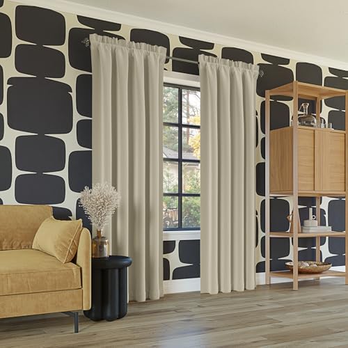 Sun Zero Oslo Theater Grade Extreme 100% Blackout Rod Pocket Curtain Panel, 52" x 95", Cream
