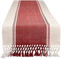 DII Dobby Stripe Table Runner, 13x72 Barn Red & Cream Background by DII