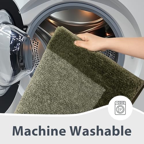anllugs Bathroom Rugs, 30" x 46" Soft Bath Rugs, Olive Green & Green