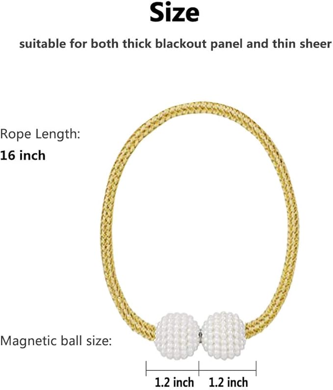 Melaluxe 4 Pack Magnetic Curtain Tiebacks, Decorative Curtain Holdbacks - Image 3