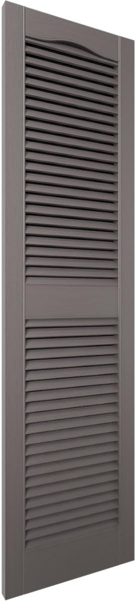 Ekena Millwork Lifetime Vinyl LL1S12X03600MS Standard Cathedral Top Center Mullion, Open Louver Vinyl Shutters, w/Installation Shutter-Lok's & Matching Screws (Per Pair), 12"W x 36"H, Musket Brown