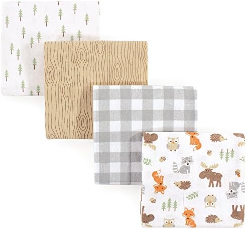 Hudson Baby Unisex Baby Cotton Flannel Receiving Blankets, Woodland, One Size by HudsonBaby