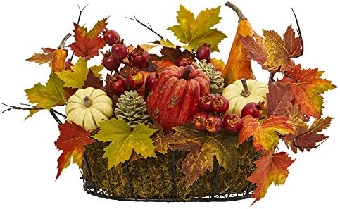Nearly Natural 17" Fall Harvest Pumpkins and Berries Artificial Arrangement by NearlyNatural