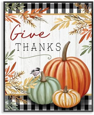 Thanksgiving Gingham Pumpkin, 24 x 30 Inch Framed Giclée Print by StupellIndustries