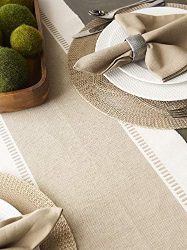 DII Dobby Stripe Table Runner, 13x108, Stone & Cream Background - Image 5
