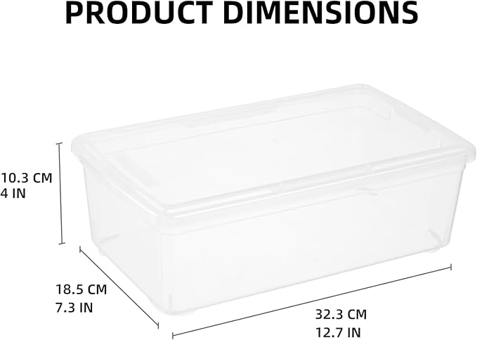 novelinks 12 Pack 6QT Plastic Storage Bins with Lids, Shoe Bins | Shoe Boxes Clear Plastic Stackable, Shoe Containers, Clear Shoe Storage Boxes, Craft Organizers and Storage