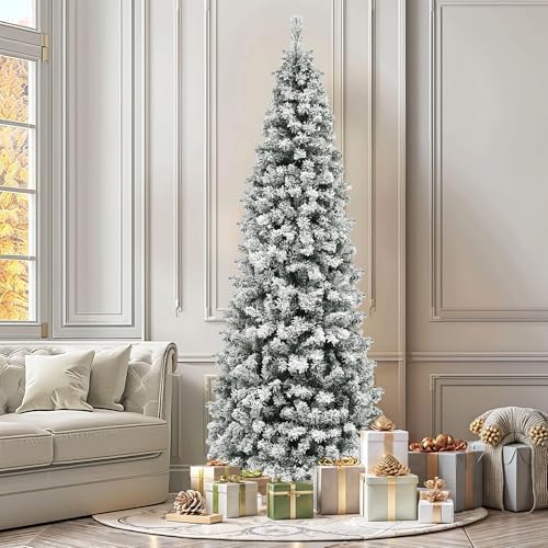 YITAHOME 7.5ft Snow Flocked Pencil Christmas Tree with Lights - Image 2