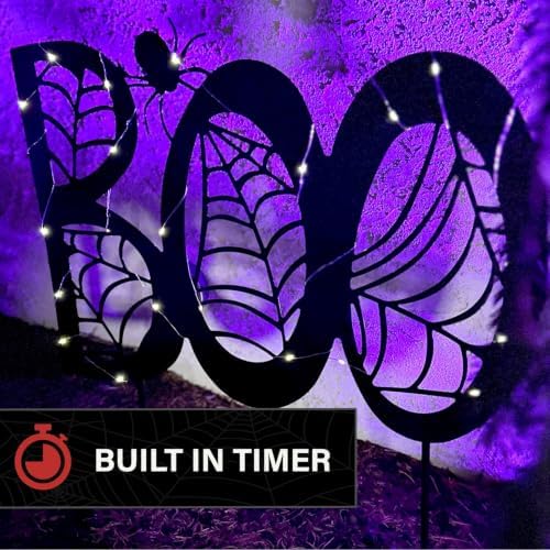 Haunted Hill Farm 2.3-Ft. White LED Boo Sign Halloween Sign