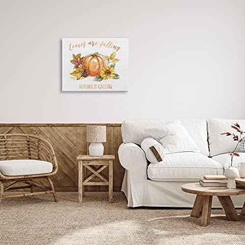 Stupell Industries Leaves Falling Autumn Calling Sentiment Pumpkin Pinecone Sunflower - Image 3