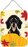 Caroline's Treasures BB2021DS1216 Smooth Black and Tan Dachshund Thanksgiving Wall or Door Hanging Prints Aluminum Metal Sign Kitchen Wall Bar Bathroom Plaque Home Decor Front Door Plaque, 12x16, Mult by CarolinesTreasures