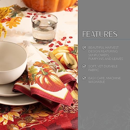 Elrene Home Fashions Swaying Leaves Bordered Fall, Seasonal and Holiday Tablecloth, 60" x 120" Oblong/Rectangle, Multi - Image 3