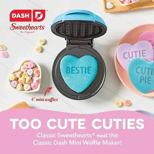 Dash & Sweethearts® Mini Waffle Maker- Mini Machine for Creative Homemade Treats - Nonstick Iron with Unique Print Design - Stylish Waffle Machine - Bestie Blue - Image 2