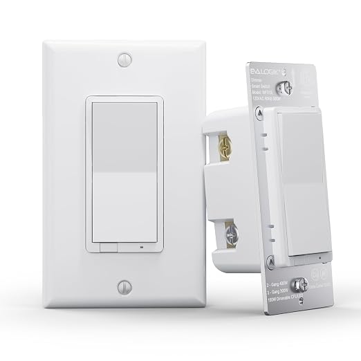 EVA LOGIK Smart WiFi Dimmer Light Switch, Single Pole & 3-Way | Smart dimmer switch for single pole & 3-way circuits, smooth dimming, 2.4GHz WiFi only, neutral wire required