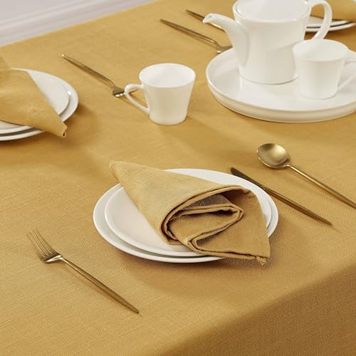 Laura Ashley Esme Decorative Tablecloth, 60" x 84", Gold - Image 3