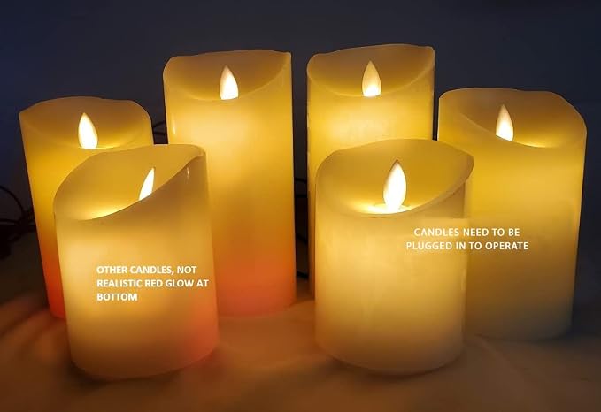UBREW USA USB Powered Candles. Realistic Flickering Flameless Candles. USB Powered. Electric Extra Bright Real Wax Pillars LED Candle