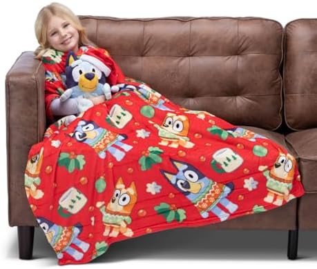 Northwest Character Hugger Pillow & Silk Touch Throw Blanket Set, 40" x 50", Bluey Festive Sweaters