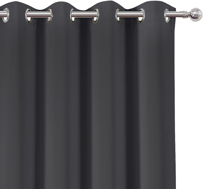 LEMOMO Dark Grey Thermal Blackout Curtains/52 x 72 Inch/Set of 2 Panels Room Darkening Curtains for Bedroom