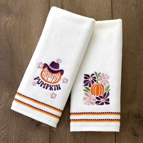SKL Home Fall/Thanksgiving Howdy Pumpkin Hand Towel Set-2pc, White - Image 4