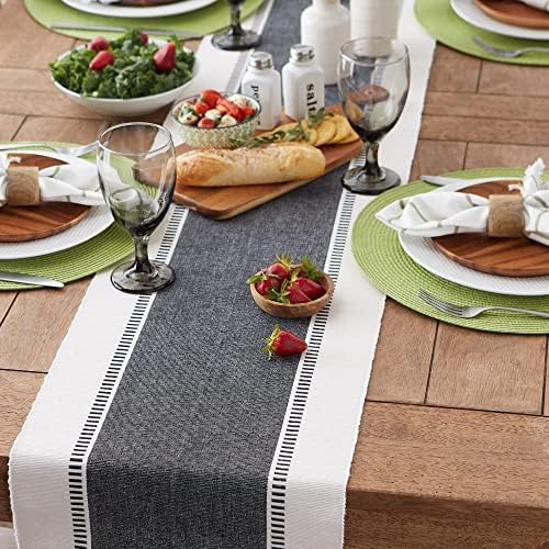 DII Dobby Stripe Table Runner, 13x108 Black & Cream Background - Image 5