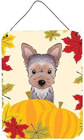 Caroline's Treasures BB2038DS1216 Yorkie Puppy Thanksgiving Wall or Door Hanging Prints Aluminum Metal Sign Kitchen Wall Bar Bathroom Plaque Home Decor Front Door Plaque, 12x16, Multicolor by CarolinesTreasures