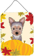 Caroline's Treasures BB2038DS1216 Yorkie Puppy Thanksgiving Wall or Door Hanging Prints Aluminum Metal Sign Kitchen Wall Bar Bathroom Plaque Home Decor Front Door Plaque, 12x16, Multicolor by CarolinesTreasures