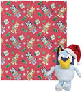 Northwest Character Hugger Pillow & Silk Touch Throw Blanket Set, 40" x 50", Bluey Festive Sweaters