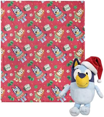 Northwest Character Hugger Pillow & Silk Touch Throw Blanket Set, 40" x 50", Bluey Festive Sweaters