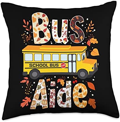 Leopard Pumpkins Bus Driver Fall Bus Aide Thanksgiving Throw Pillow by Unknown