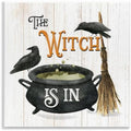 Witch Cauldron Crows Halloween, 12 x 12 Inch Mounted Print on Wall Plaque