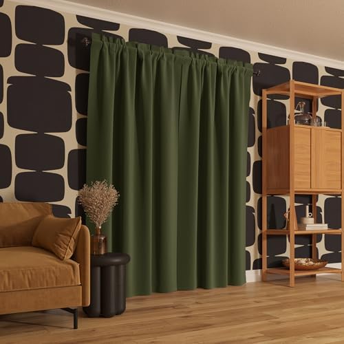 Sun Zero Oslo Theater Grade Extreme 100% Blackout Rod Pocket Curtain Panel, 52" x 84", Sage Green