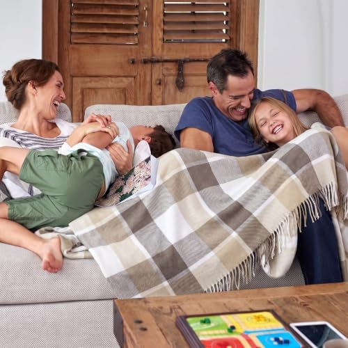Lavish Home Soft Throw Blanket, Gray/Tan Plaid, 60” x 70” - Image 6