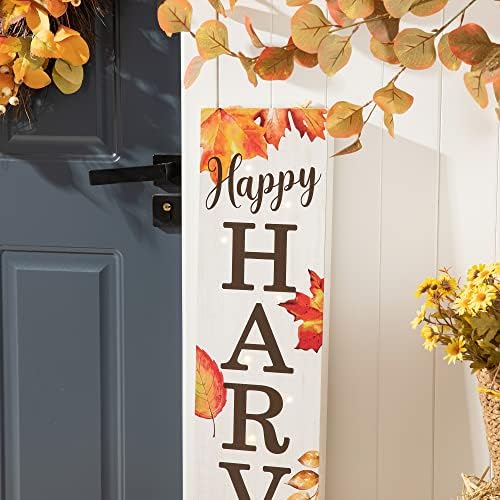 glitzhome 42” Lighted Porch Sign - Wooden Fall Welcome Decor with Maple Leaves & 14 Warm Lights Farmhouse Outdoor Indoor Hanging Decor for Thanksgiving Harvest - Image 6