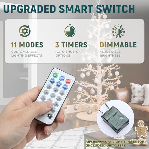YITAHOME 7.5ft Prelit Birch Tree White Aspen Fir Christmas Tree with Remote - Image 5