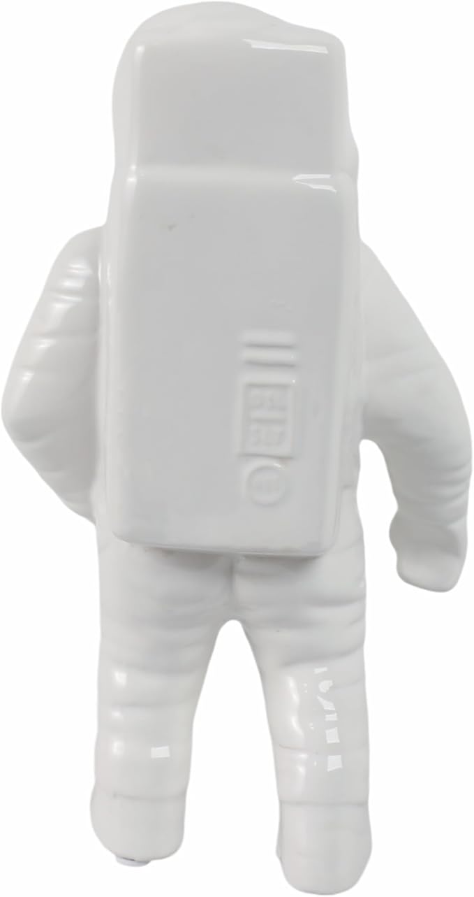 Ceramic Astronaut Statue Figurine for Home Decor - Decorative Sculpture for Bathroom, Office, and Living Room - Modern Ornaments for Shelf, Desk, and Coffee Table Accent - 11", White
