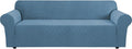 H.VERSAILTEX Stretch Couch Covers for Sofa 1 Piece Slipcovers for Couch and Sofas 3 Seater Couch Cover Feature Thick Checked Jacquard Fabric with Elastic Bottom(Large Sofa 90"-100" Wide, Dusty Blue)