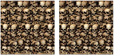Beistle Catacombs Backdrop Wall Decorations – 2 Realistic Skull and Bone Printed Plastic Wall Coverings, Halloween Haunted House Party Décor Indoor Spooky Scene Background Display, 4 Ft x 30 Ft Each