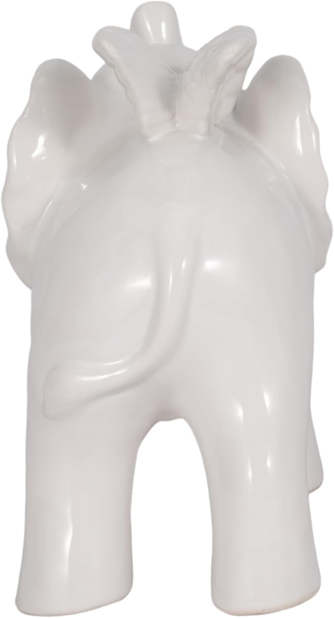 Sagebrook Home Ceramic 7" Elephant Angel Figurine, White