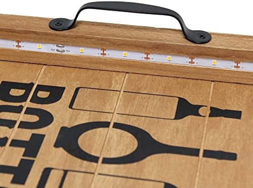 Elegant Designs HG2032-NBU Salento Farmhouse Rectangle Decorative LED Light Up Wooden Serving Tray w Black Metal Handles & Bottoms Up in Black for Décor, Centerpiece, Breakfast, Coffee,Bar, Natural - Image 6