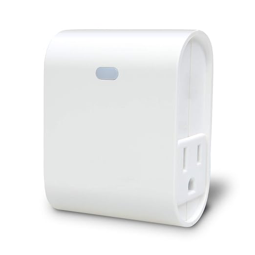 EVA LOGIK Z-Wave Smart Dimmer Outlet, Indoor Plug, Hub Required | Plug-in dimmer outlet for compatible lights, smooth brightness control, built-in repeater, works with certified Z-Wave hubs