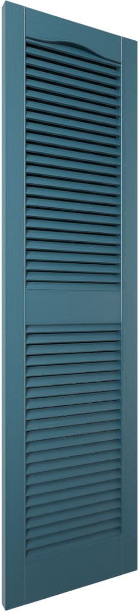 Ekena Millwork Lifetime Vinyl LL1S14X04300MB Standard Cathedral Top Center Mullion, Open Louver Vinyl Shutters, w/Installation Shutter-Lok's & Matching Screws (Per Pair),14 1/2"W x 43"H, Midnight Blue