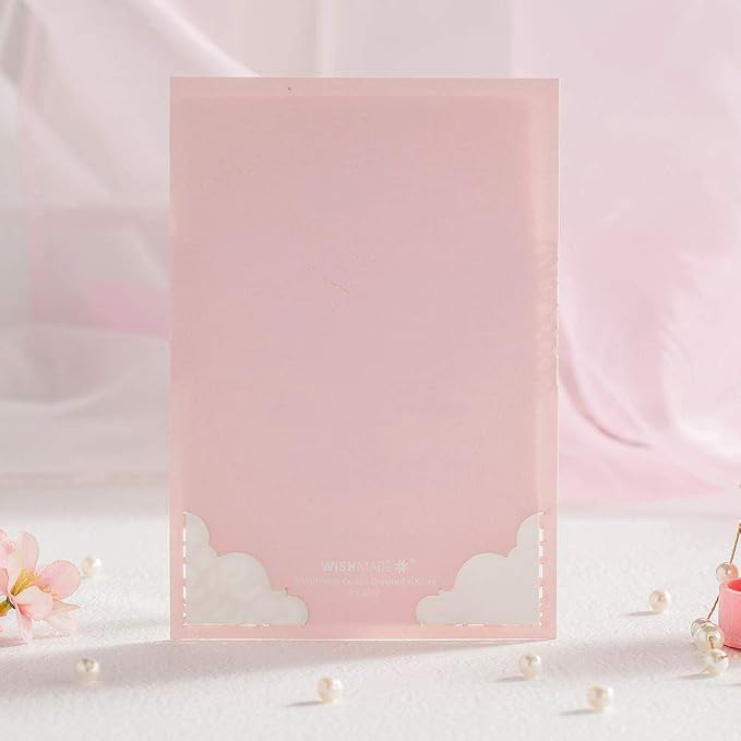 Hosmsua 50PCS Blank Pink Quinceanera Invitations Kit 5x7.3 Inch Laser Cut Floral Gold Crown Pocket Quinceanera Invitation Cards with Envelopes for Birthday Bridal Shower Invite