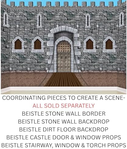 Beistle Brick Stone Wall Backdrops, 4’ x 30’, 2 Pack – Medieval Party Decorations, Medieval Decor Background, Photo Backdrop, Easy to Adhere Wall Covering, Stone Backdrop, Halloween Party Decorations