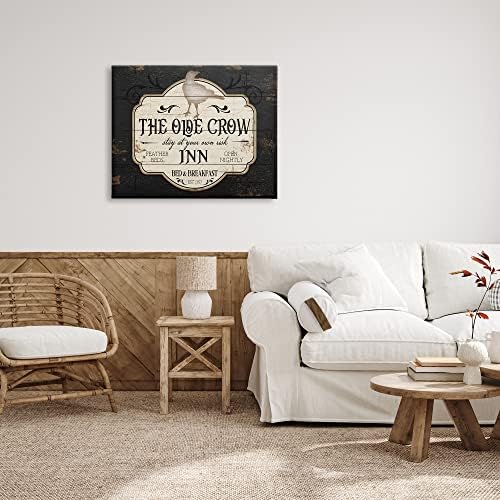 Halloween Crow Inn Rustic Sign, 30 x 40 Inch Canvas Wall Art