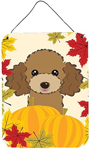 Caroline's Treasures BB2062DS1216 Chocolate Brown Poodle Thanksgiving Wall or Door Hanging Prints Aluminum Metal Sign Kitchen Wall Bar Bathroom Plaque Home Decor Front Door Plaque, 12x16, Multicolor by CarolinesTreasures