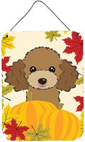 Caroline's Treasures BB2062DS1216 Chocolate Brown Poodle Thanksgiving Wall or Door Hanging Prints Aluminum Metal Sign Kitchen Wall Bar Bathroom Plaque Home Decor Front Door Plaque, 12x16, Multicolor by CarolinesTreasures