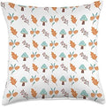 Cute Fall Thanksgiving Brown Leaves Autumn Mushrooms Throw Pillow by Unknown