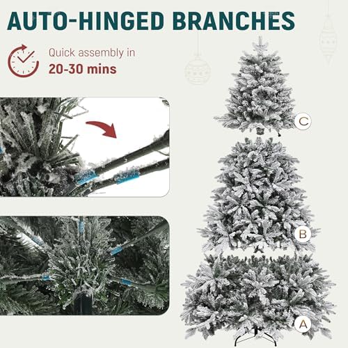 YITAHOME 6ft Prelit Flocked Christmas Tree with 1225 PE & PVC Mixed Tips - Image 5